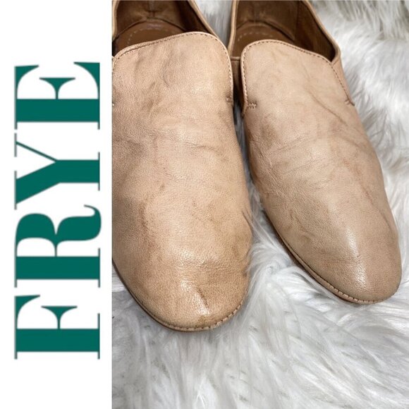 FRYE Ashley Italian Leather Minimalist Loafers Low Heel Slip On Almond Toe, 10 - Picture 3 of 11